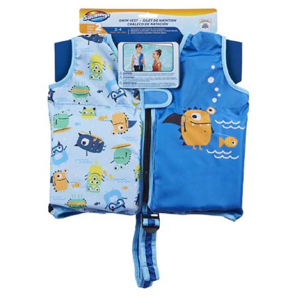 New Swim Vest Blue Sea Monster